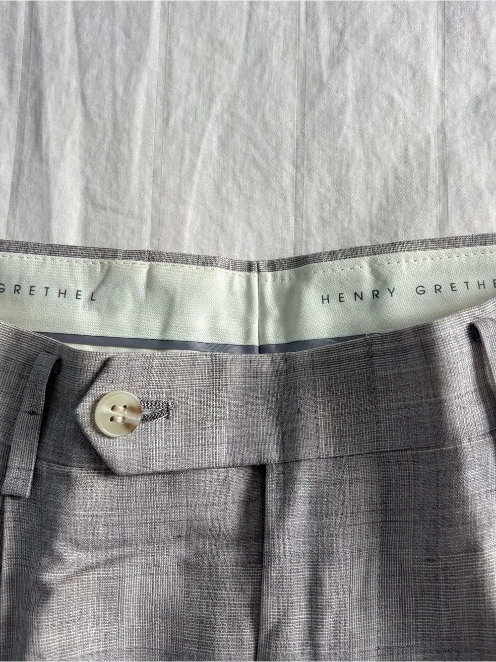 Henry Grethel Wool/Linen Light Gray Trousers Mens size 31